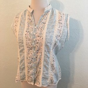 Dressbarn Sleeveless Floral Print Top S